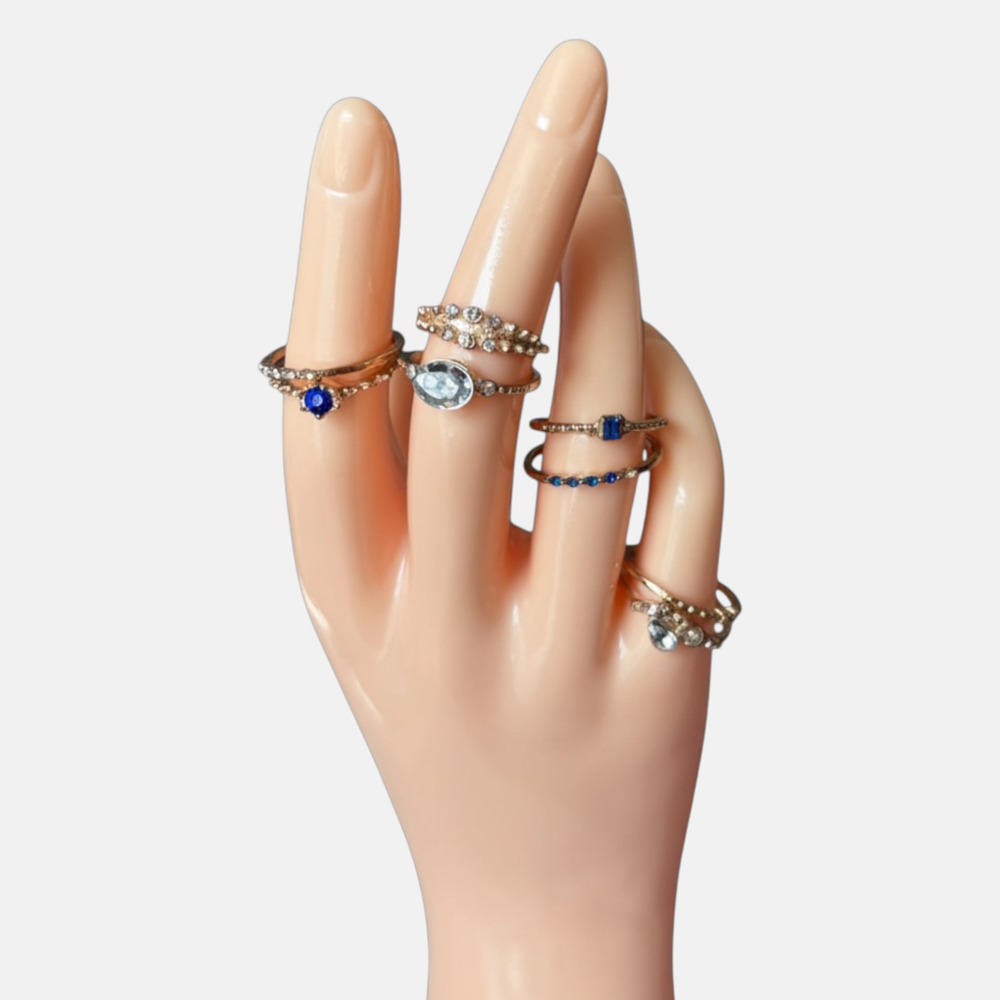 Vintage Gold Blue Ring Set